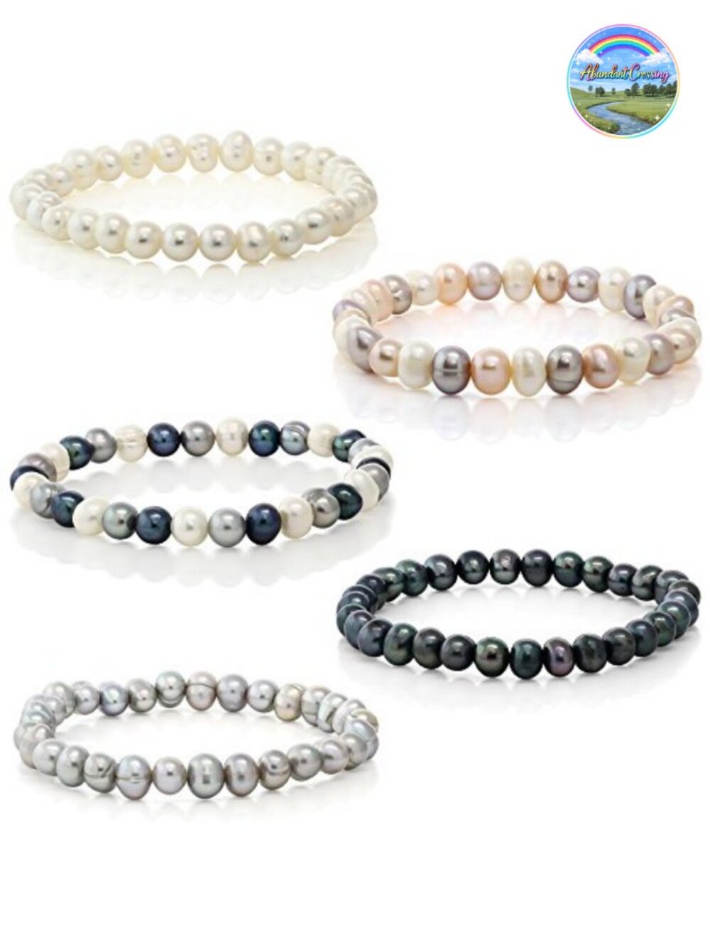 Cultured Freshwater Pearl Stretch Bracelet Set of 5 Modern Strand
